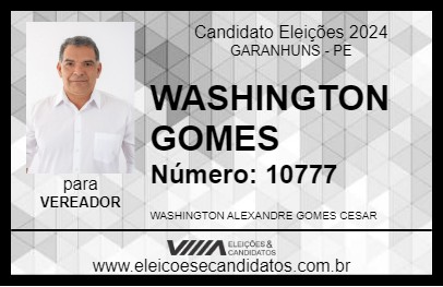 Candidato WASHINGTON GOMES  2024 - GARANHUNS - Eleições