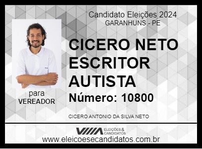 Candidato CICERO NETO ESCRITOR AUTISTA 2024 - GARANHUNS - Eleições