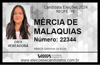 Candidato MÉRCIA DE MALAQUIAS 2024 - RECIFE - Eleições