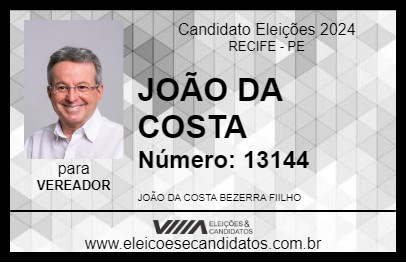 Candidato JOÃO DA COSTA 2024 - RECIFE - Eleições