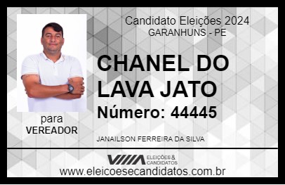 Candidato CHANEL DO LAVA JATO 2024 - GARANHUNS - Eleições