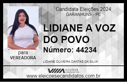 Candidato LIDIANE A VOZ DO POVO 2024 - GARANHUNS - Eleições