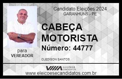 Candidato CABEÇA MOTORISTA 2024 - GARANHUNS - Eleições