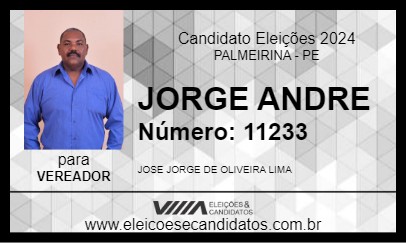 Candidato JORGE ANDRE 2024 - PALMEIRINA - Eleições