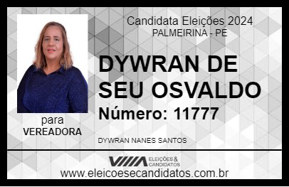 Candidato DYWRAN DE SEU OSVALDO 2024 - PALMEIRINA - Eleições