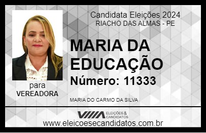 Candidato MARIA DA EDUCAÇÃO 2024 - RIACHO DAS ALMAS - Eleições