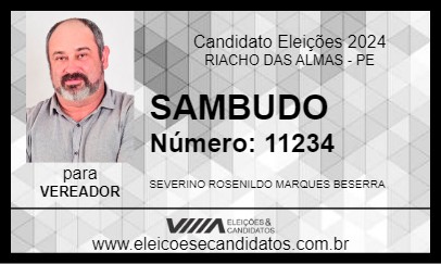 Candidato SAMBUDO 2024 - RIACHO DAS ALMAS - Eleições