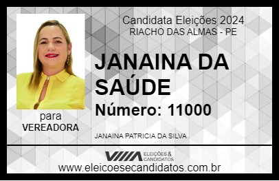 Candidato JANAINA DA SAÚDE 2024 - RIACHO DAS ALMAS - Eleições