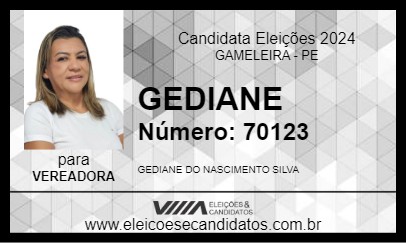 Candidato GEDIANE 2024 - GAMELEIRA - Eleições