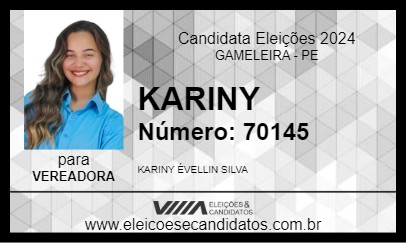 Candidato KARINY 2024 - GAMELEIRA - Eleições