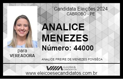 Candidato ANALICE MENEZES 2024 - CABROBÓ - Eleições