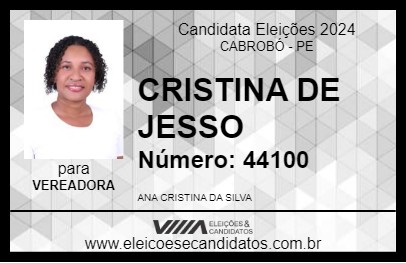 Candidato CRISTINA DE JESSO 2024 - CABROBÓ - Eleições