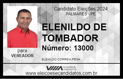 Candidato ELENILDO DE TOMBADOR 2024 - PALMARES - Eleições