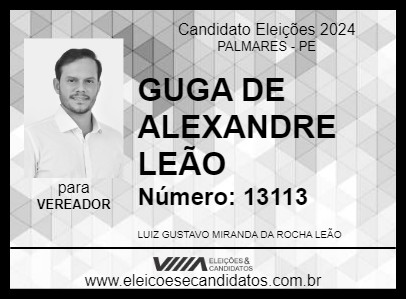 Candidato GUGA DE ALEXANDRE LEÃO 2024 - PALMARES - Eleições