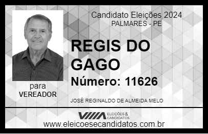 Candidato REGIS DO GAGO 2024 - PALMARES - Eleições