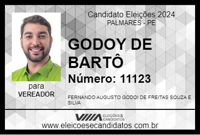 Candidato GODOY DE BARTÔ 2024 - PALMARES - Eleições