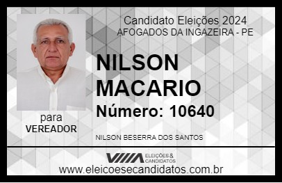 Candidato NILSON MACARIO 2024 - AFOGADOS DA INGAZEIRA - Eleições