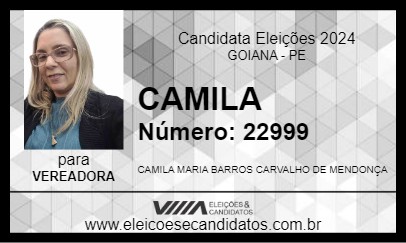 Candidato CAMILA 2024 - GOIANA - Eleições