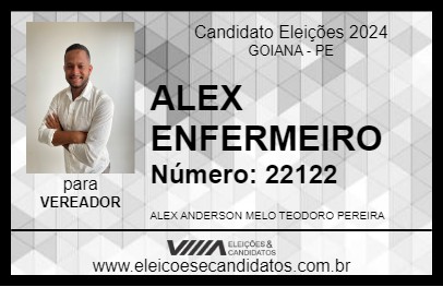 Candidato ALEX D. ALEX ENFERMEIRO 2024 - GOIANA - Eleições