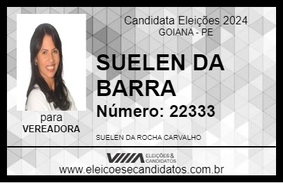 Candidato SUELEN DA BARRA 2024 - GOIANA - Eleições