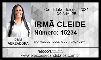 Candidato IRMÃ CLEIDE 2024 - GOIANA - Eleições