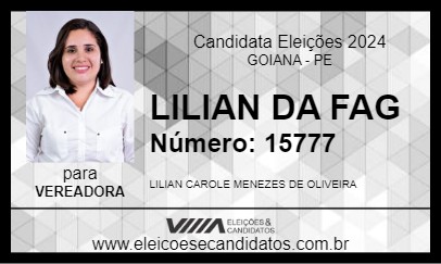 Candidato LILIAN DA FAG 2024 - GOIANA - Eleições