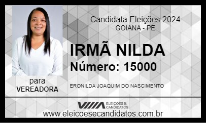 Candidato IRMÃ NILDA 2024 - GOIANA - Eleições