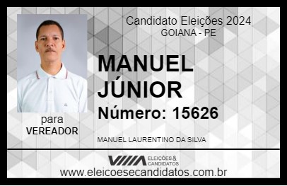 Candidato MANUEL JÚNIOR 2024 - GOIANA - Eleições