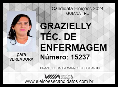 Candidato GRAZIELLY TÉC. DE ENFERMAGEM 2024 - GOIANA - Eleições