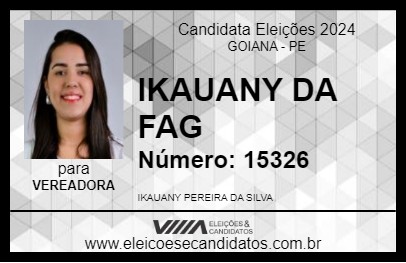 Candidato IKAUANY DA FAG 2024 - GOIANA - Eleições