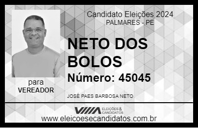 Candidato NETO DOS BOLOS 2024 - PALMARES - Eleições