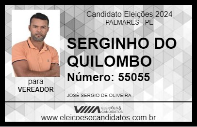 Candidato SERGINHO DO QUILOMBO 2024 - PALMARES - Eleições