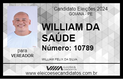 Candidato WILLIAM DA SAÚDE 2024 - GOIANA - Eleições