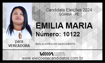 Candidato EMILIA MARIA  2024 - GOIANA - Eleições