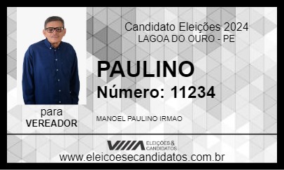 Candidato PAULINO 2024 - LAGOA DO OURO - Eleições