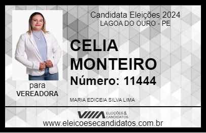 Candidato CELIA MONTEIRO 2024 - LAGOA DO OURO - Eleições