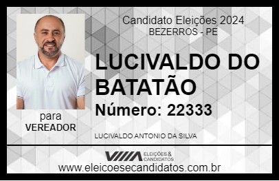 Candidato LUCIVALDO DO BATATÃO 2024 - BEZERROS - Eleições