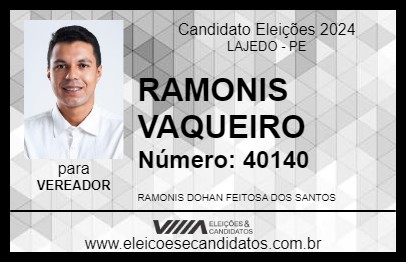 Candidato RAMONIS VAQUEIRO 2024 - LAJEDO - Eleições