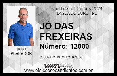 Candidato JÓ DAS FREXEIRAS 2024 - LAGOA DO OURO - Eleições