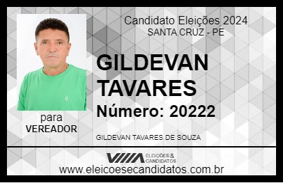 Candidato GILDEVAN TAVARES  2024 - SANTA CRUZ - Eleições