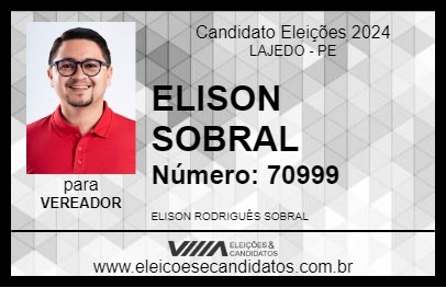 Candidato ELISON SOBRAL 2024 - LAJEDO - Eleições