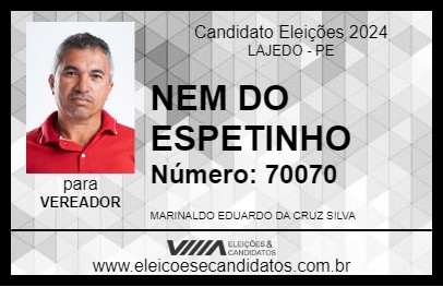 Candidato NEM DO ESPETINHO 2024 - LAJEDO - Eleições