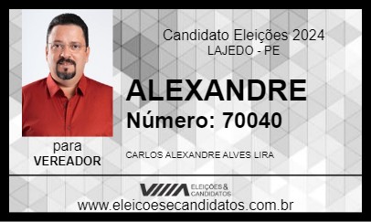 Candidato ALEXANDRE 2024 - LAJEDO - Eleições