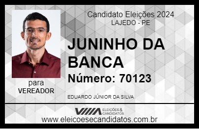 Candidato JUNINHO DA BANCA 2024 - LAJEDO - Eleições