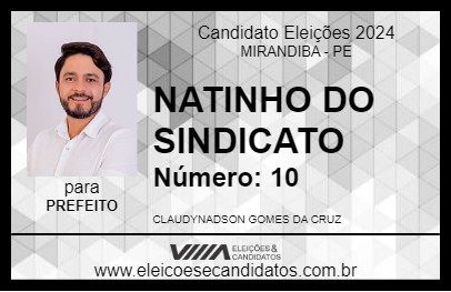 Candidato NATINHO DO SINDICATO 2024 - MIRANDIBA - Eleições