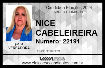 Candidato NICE CABELEIREIRA 2024 - ABREU E LIMA - Eleições