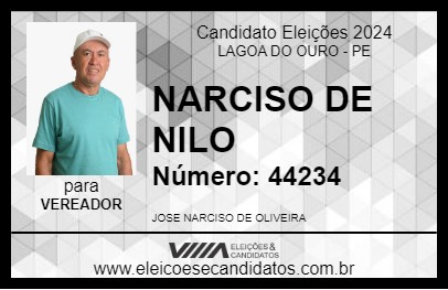 Candidato NARCISO DE NILO 2024 - LAGOA DO OURO - Eleições