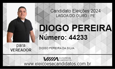 Candidato DIOGO PEREIRA 2024 - LAGOA DO OURO - Eleições