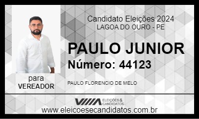 Candidato PAULO JUNIOR 2024 - LAGOA DO OURO - Eleições