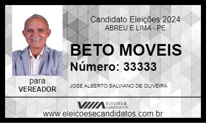 Candidato BETO MOVEIS 2024 - ABREU E LIMA - Eleições